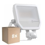 Monipakkaus 8x Ledvance LED Valonheitin Aluminium Valkoinen 41W 5500lm 100D - 830 Lämmin Valkoinen | IP65 - Liike- Ja Valotunnistin - Symmetrinen