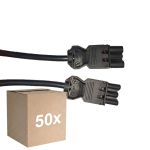 Monipakkaus 50x Noxion GST - Yhteensopiva Jatkojohto Musta - Uros + Nainen - 1m - 3 pole 1,5mm2