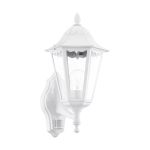 Eglo Seinävalaisin Navedo Aluminium Valkoinen | IP44 - Sopii 1x E27 - Liiketunnistin