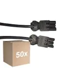 Monipakkaus 50x Noxion GST - Yhteensopiva Jatkojohto Musta - Uros + Nainen - 1m - 3 pole 1,5mm2